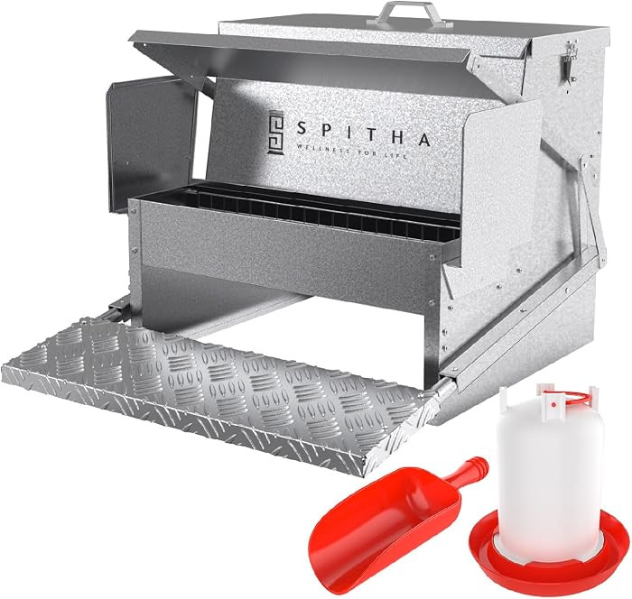Automatic Chicken Feeder-Chicken Coop Accessories 40 lbs Treadle Chicken Feeders No Waste Steel P... | Amazon (US)