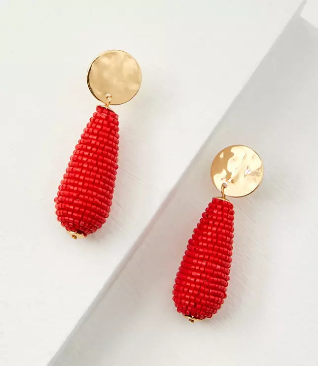 Molded Coin Beaded Drop Earrings | LOFT