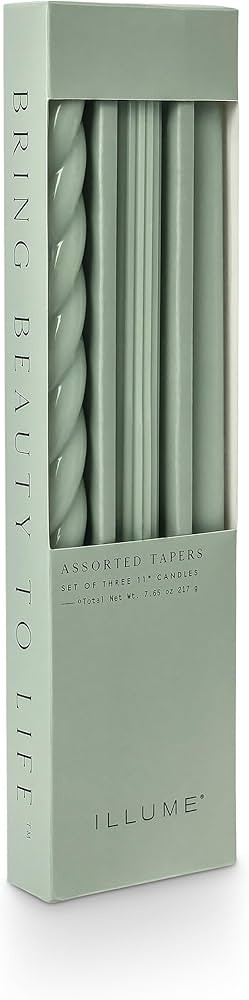 ILLUME Beautifully Done Unscented Assorted Candle Tapers 3-Pack, Sage Green | Amazon (US)