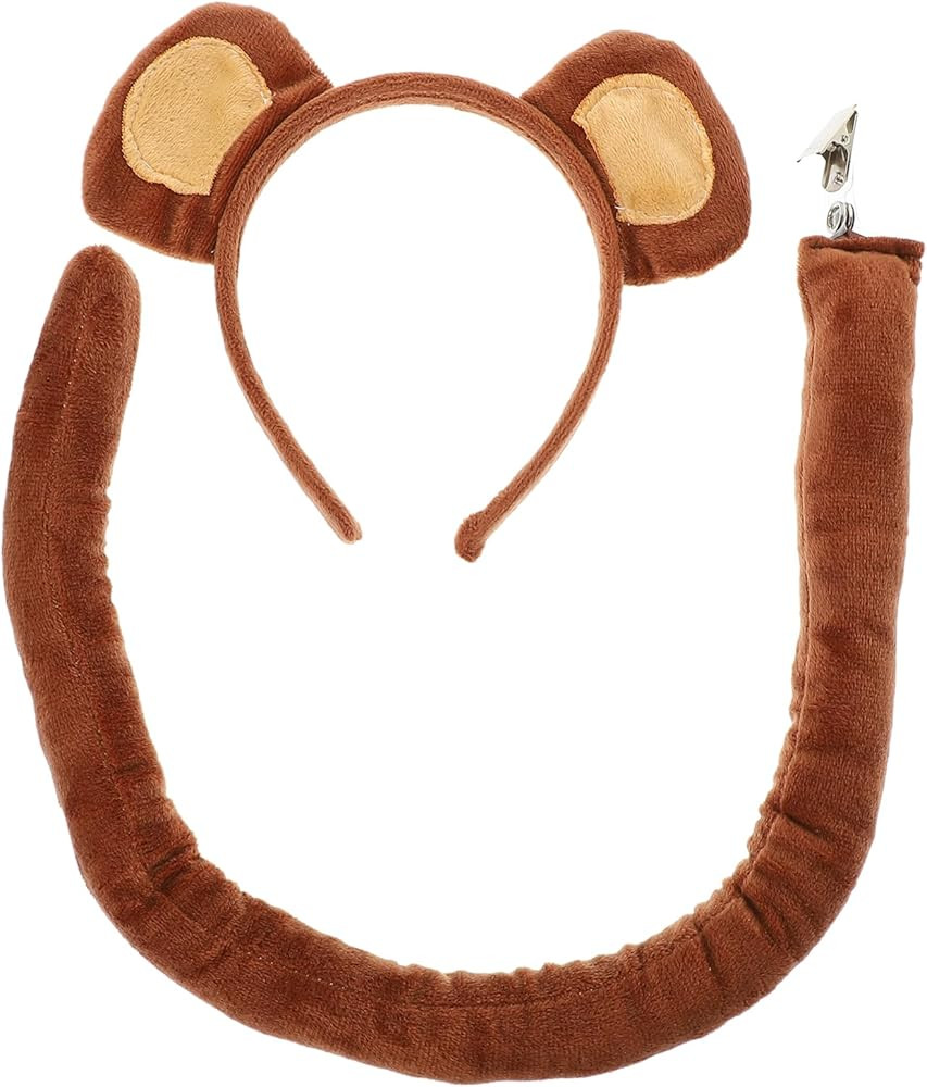 BESPORTBLE Monkey Ears Headband and Tail Set, Realistic Monkey Costume for Adult Animal Ears Head... | Amazon (US)