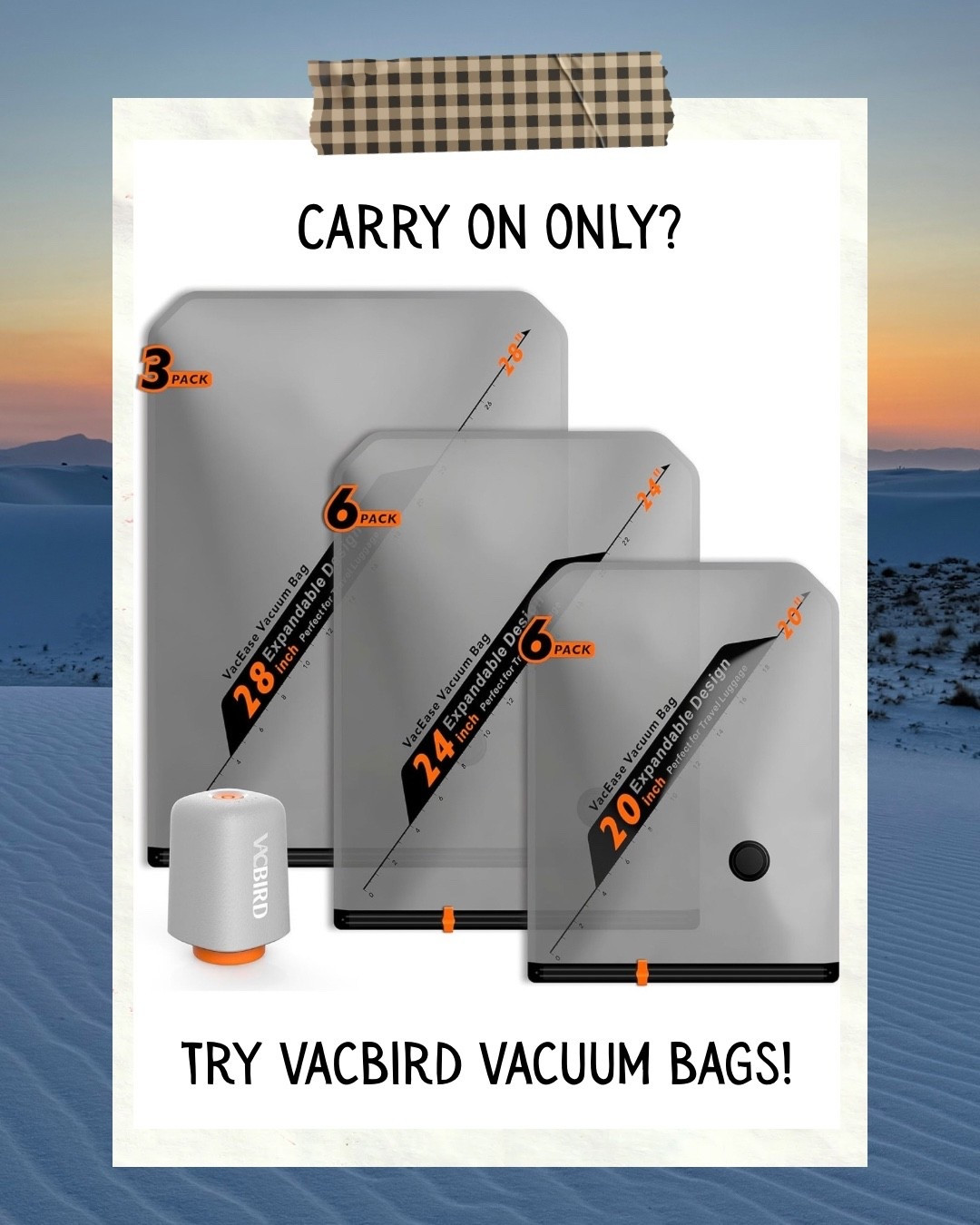 Sometimes you just don’t want to check luggage! These vacuum bags with a small rechargeable pump can help!

#LTKTravel
