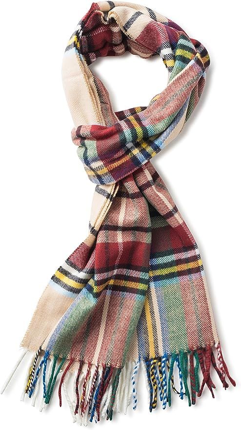 Veronz Soft Classic Cashmere Feel Winter Scarf, Camel Plaid at Amazon Women’s Clothing store | Amazon (US)