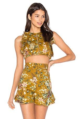 Tropicale Flutter Tank in Mustard Floral | Revolve Clothing