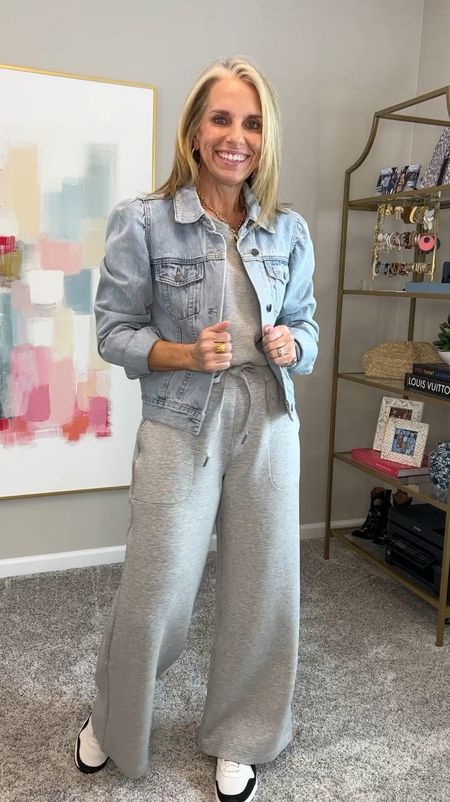 The gray Air Essentials are BACK IN STOCK! 
Add to cart 
Wearing medium jumpsuit (would prefer small) 
Medium pants and small 1/4 zip 
Great travel pieces 

#LTKtravel #LTKover40 #LTKstyletip