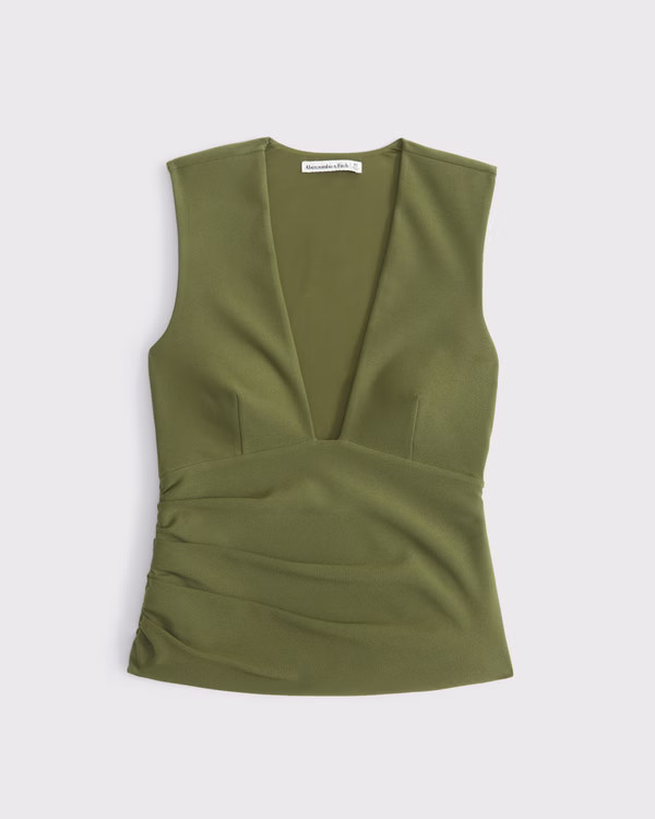 Bra-Free Plunge Ruched Top | Abercrombie & Fitch (US)