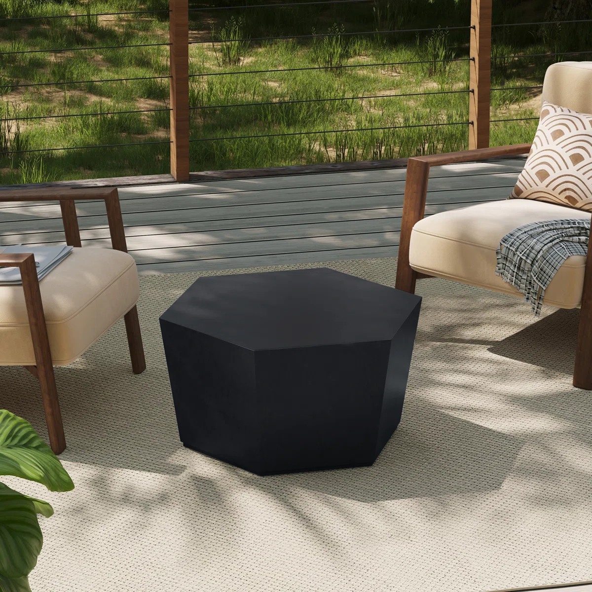 28 in. Outdoor/Indoor Hexagonal Magnesium Oxide Coffee Table | Wayfair North America