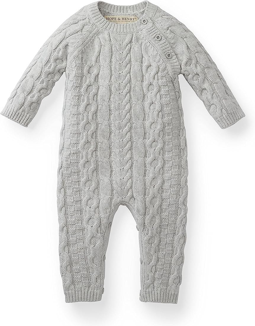 Hope & Henry Layette Baby Cable Knit Sweater Romper | Amazon (US)