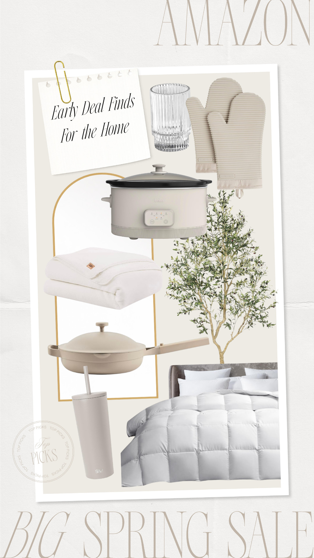 My top deals for the home you can shop early on Amazon's Big Spring Sale!

Early deals, neutral home, home decor, arched wall mirror, quilted bedding, down comforter, duvet insert, faux olive tree, silicone oven mitt, neutral kitchen, slow cooker, neutral kitchen, Always Pan, neutral kitchenware, neutral pan, white blanket, throw blanket, bedding blanket, neutral tumbler, water bottle, ribbed votive, candle votive, home decor, home accents, gold frame mirror, full length mirror 

 #LTKSeasonal #LTKHome #LTKSaleAlert
