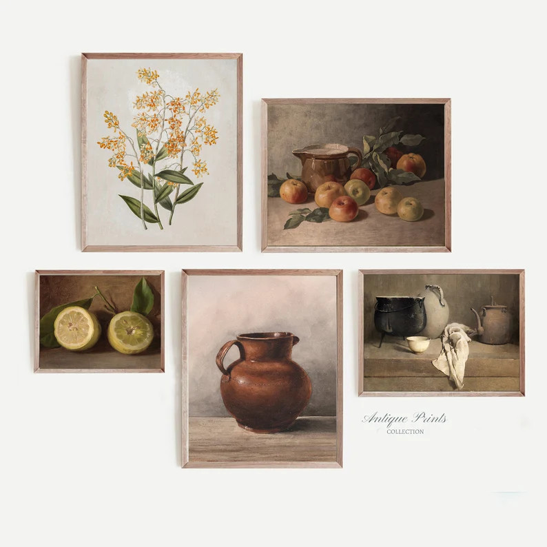 Vintage Farmhouse Kitchen Set of 5 Prints Fruit Painting - Etsy | Etsy (US)