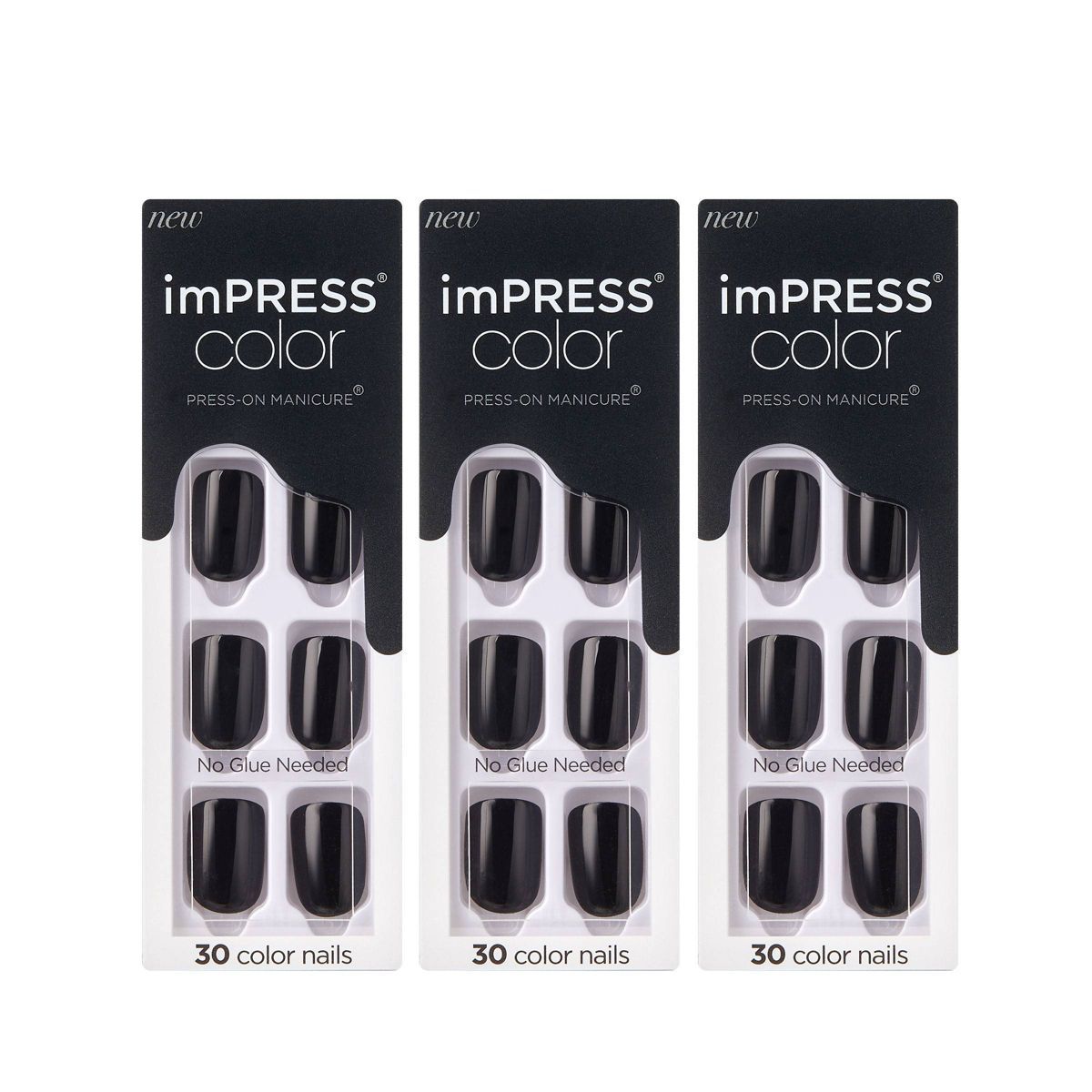 Kiss imPRESS Press-On Manicure Color Fake Nails - All Black - 3pk/90ct | Target