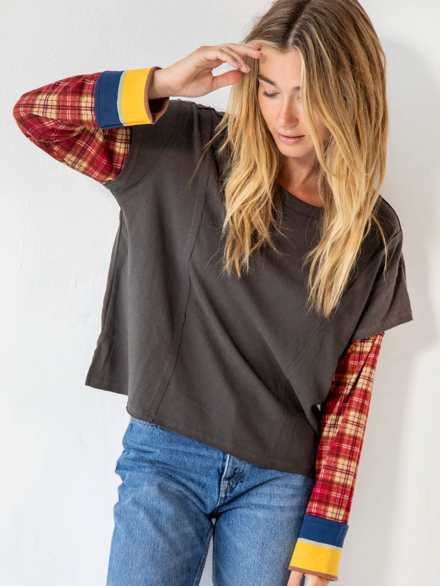 Penny Layered Knit Top - Charcoal | Natural Life