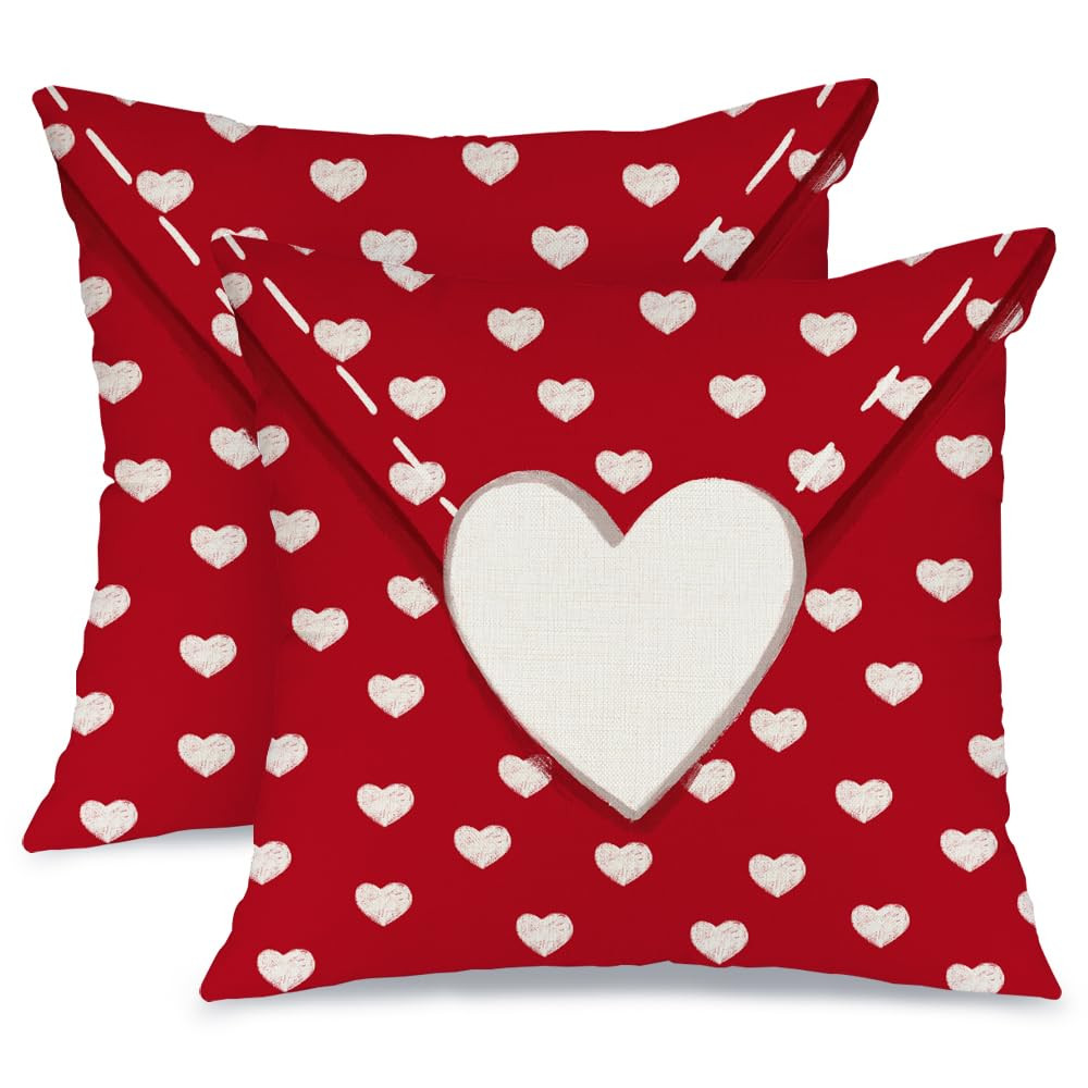 AACORS Valentine's Day Pillow Cover 20X20 Set of 2,Love Heart Decorations Holiday Farmhouse Decor... | Amazon (US)