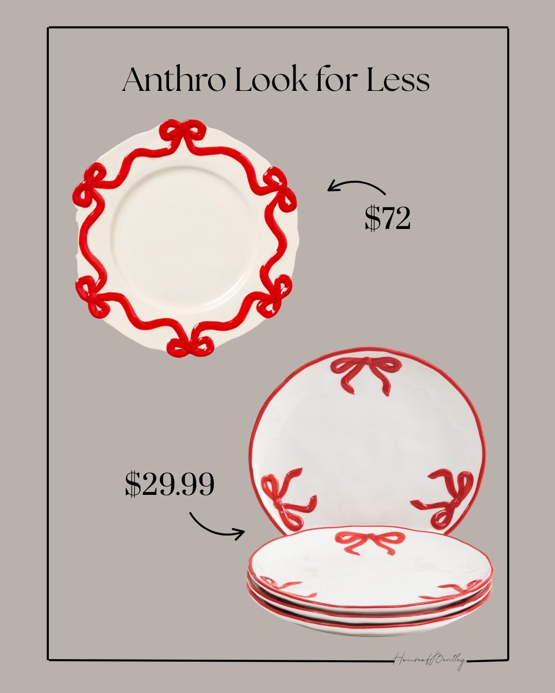 Anthropology red bow dinner plates
Look for less
TJMaxx find
This or that Christmas decor
Holiday tablescape
Hosting table

#LTKSeasonal #LTKFindsUnder50 #LTKHome