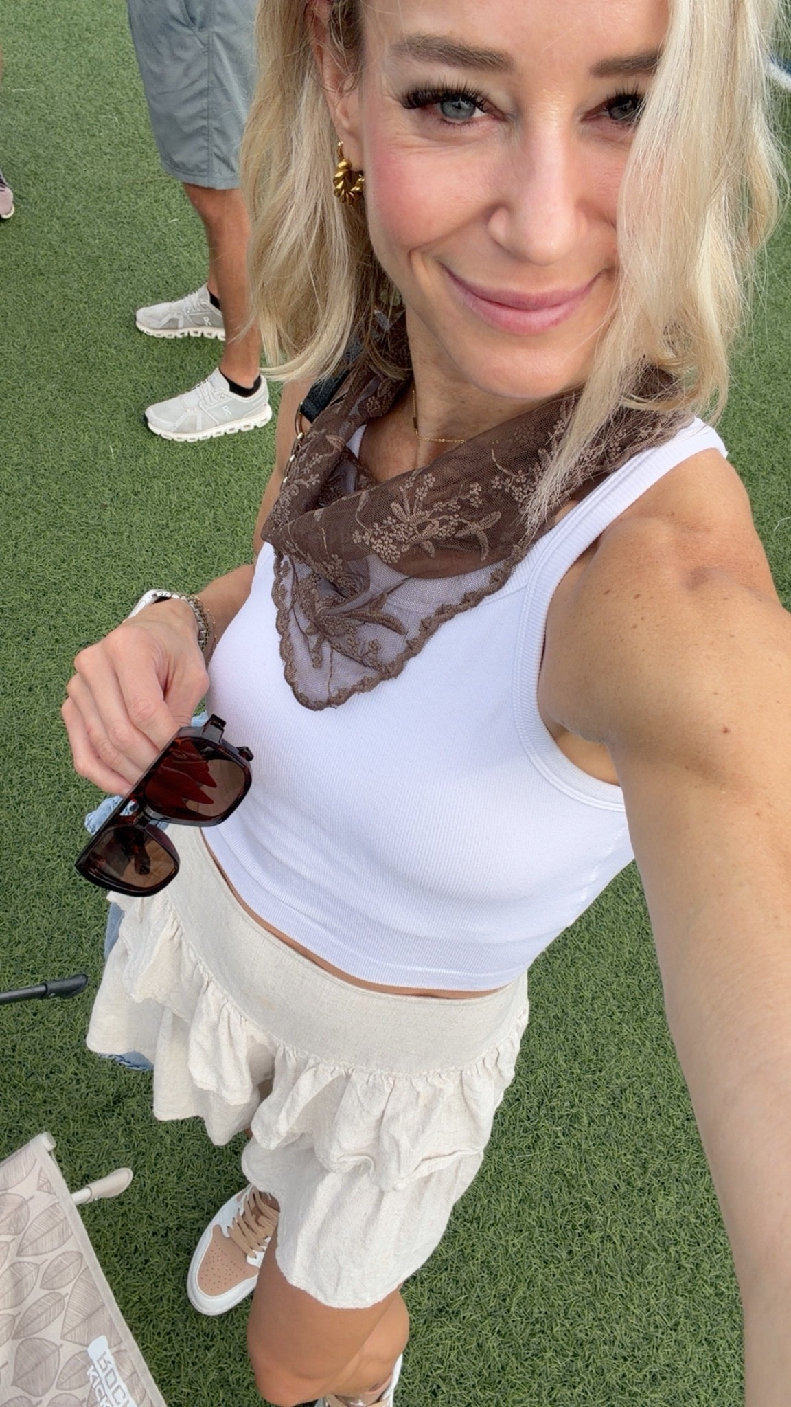 Pretty lace scarf. Light weight and so cute tied in a pony tail or on a purse. Lots of colors! 
Also love these sunnies! Great dupe of my fav DIFF’s!

#LTKdayinmylife #LTKootd #LTKmomlife