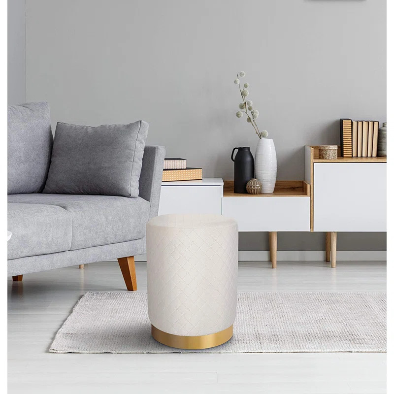 Vernia 14.17" Wide Velvet Tufted Round Pouf Ottoman | Wayfair North America