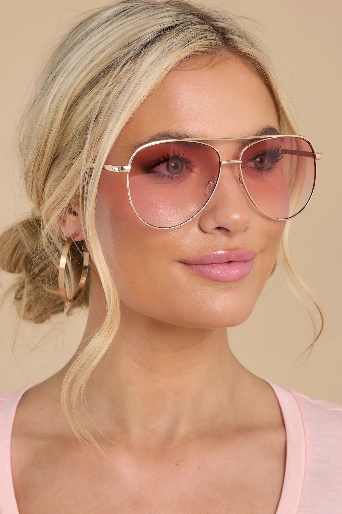Shades of Summer Gold Pink Fade Sunglasses | Red Dress 