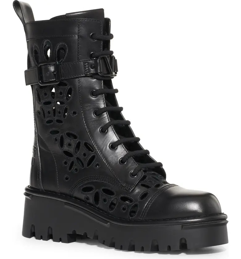 Cutout Leather Combat Boot | Nordstrom