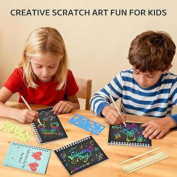 28 Pack Valentines Day Gifts for Kids Classroom - Rainbow Scratch Art Notebooks, Non-Candy Party ... | Amazon (US)