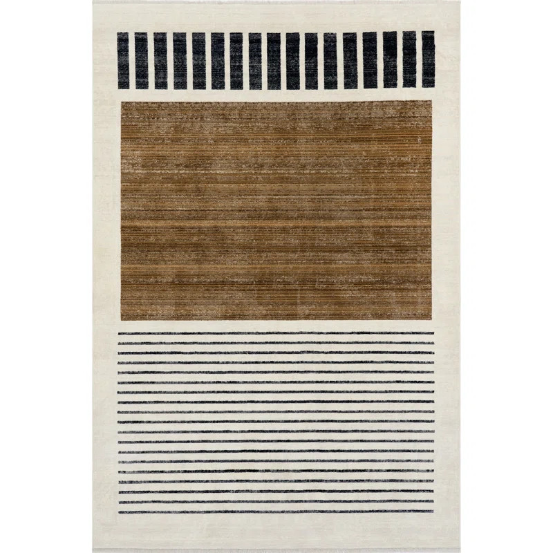 Keeva Modern Striped Fringe Area Rug | Wayfair North America