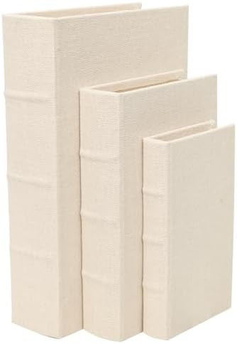 DECOR4SEASON Decorative Book Boxes Set of 3 \u2013 Modern Faux Linen & Wood Hidden Storage for Co... | Amazon (US)