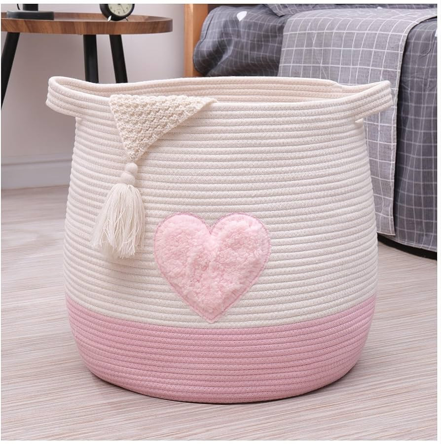 Large Cotton Rope Basket, Woven Storage Basket for Toy, Laundry and Blanket Organizer Basket, Rou... | Amazon (US)