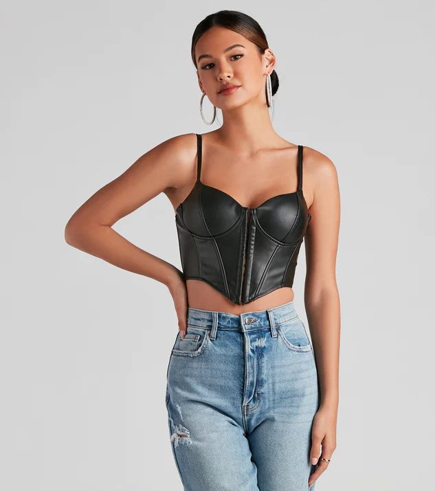 Bold Moment Faux Leather Corset Top | Windsor Stores