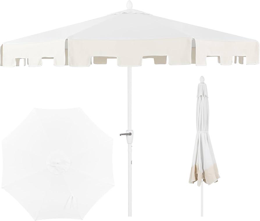 JONATHAN Y UMB1000B Baiona 9 ft. Classic MidCentury Market Patio Umbrella with UV Protection, Aut... | Amazon (US)