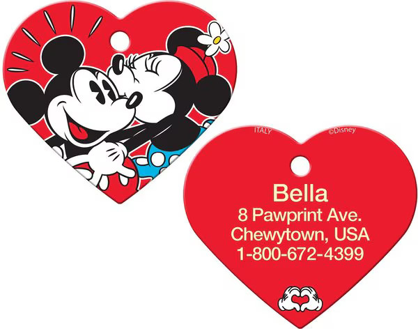 QUICK-TAG Disney's Minnie & Mickey Heart Personalized Dog & Cat ID Tag - Chewy.com | Chewy.com
