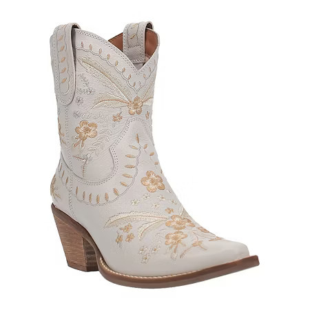 Dingo Womens Primrose Stacked Heel Cowboy Boots, 9 1/2 Medium, White | JCPenney