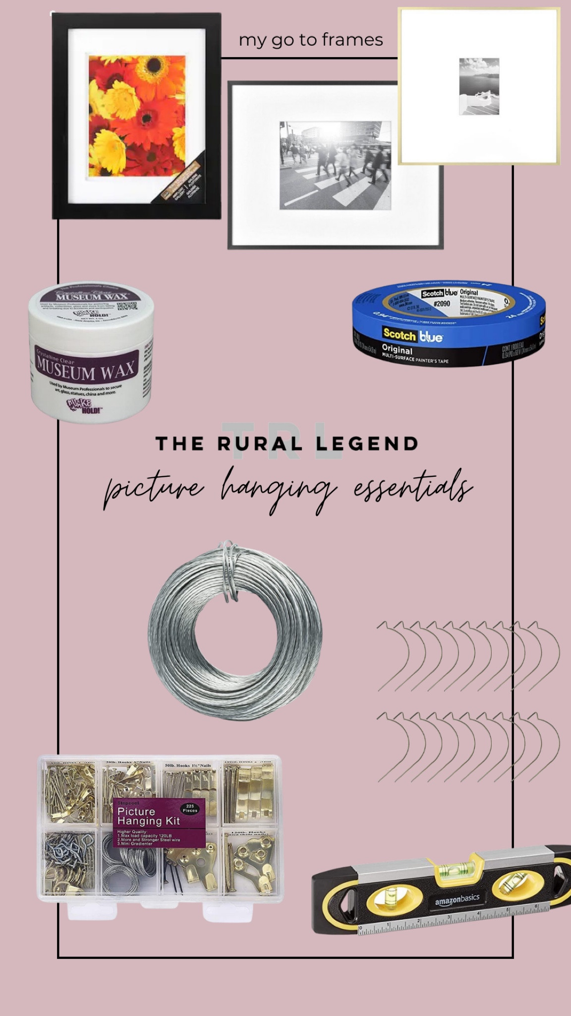 Framed picture hanging tools and essentials, gallery wall, wall frames

#LTKhome #LTKstyletip #LTKunder50