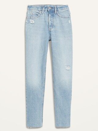 Extra High-Waisted Button-Fly Sky-Hi Straight Non-Stretch Cut-Off Jeans for Women | Old Navy (US)
