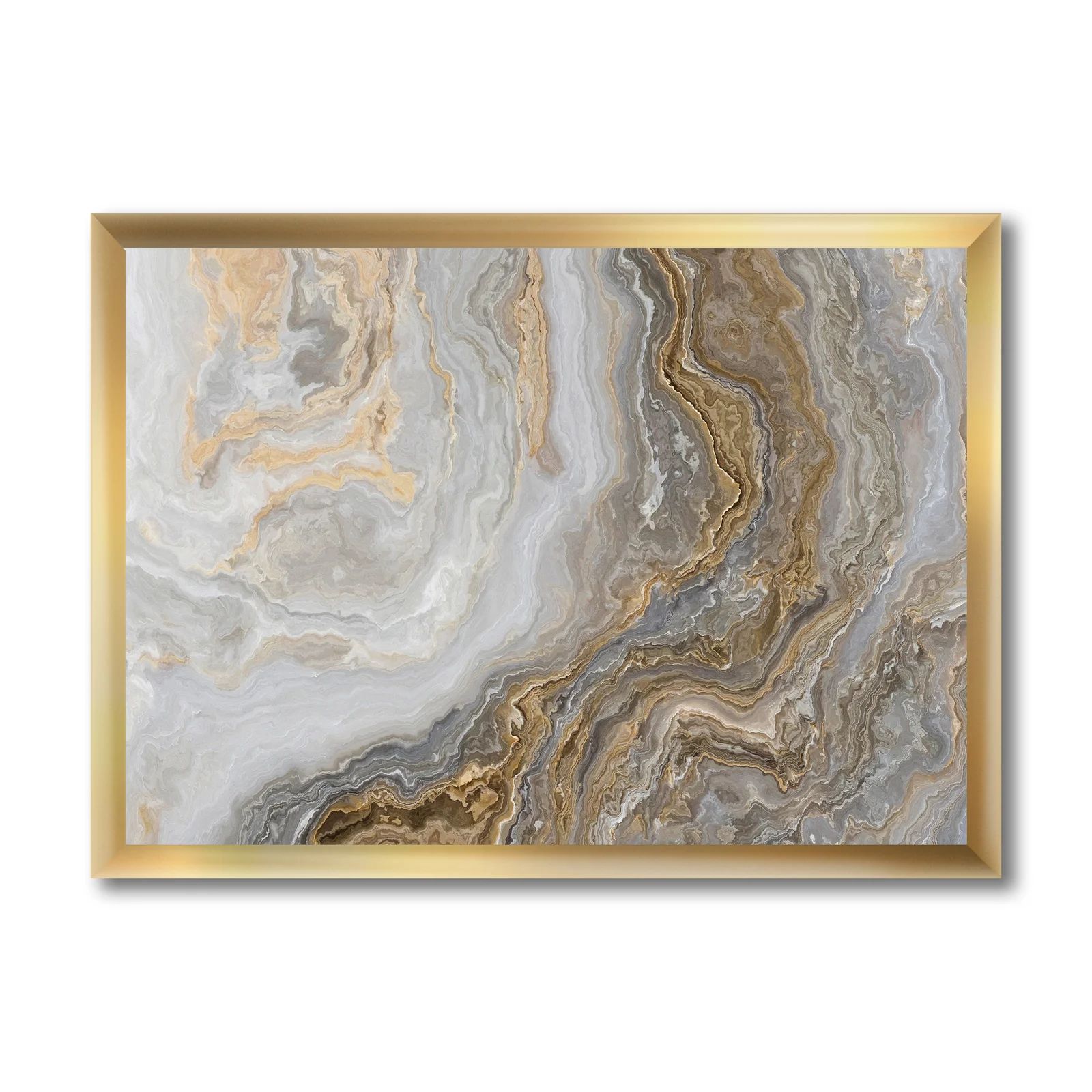 White Marble with Curley Gray and Gold Veins - Wrapped Canvas Painting Print | Wayfair Professional