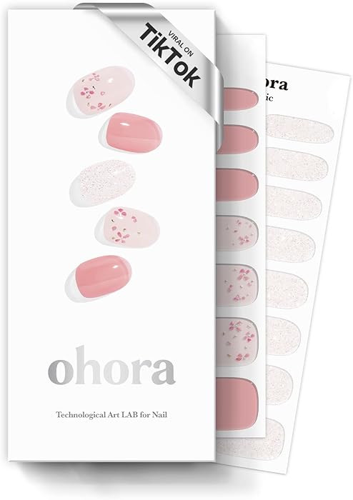 ohora Semi Cured Gel Nail Strips (N Rose Diamond) - Pink, Patterned, Works with Any UV/LED Lamps,... | Amazon (US)