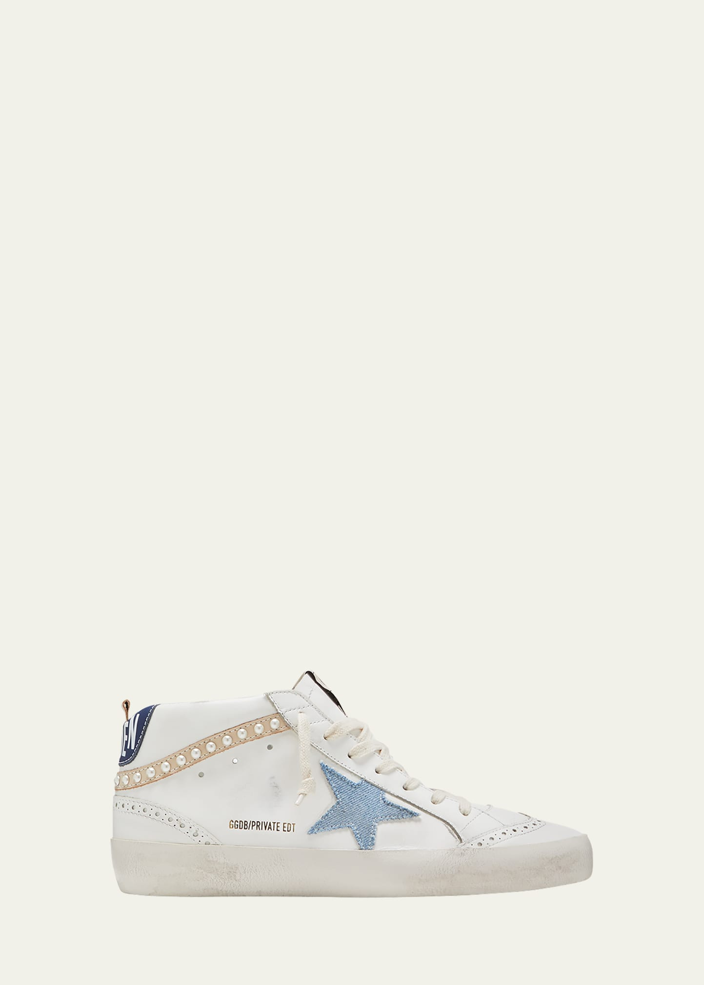 Golden Goose Mid Star Denim Wing-Tip Sneakers | Bergdorf Goodman