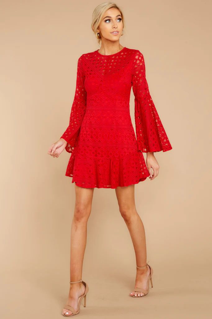 Feel The Romance Red Lace Dress | Red Dress 