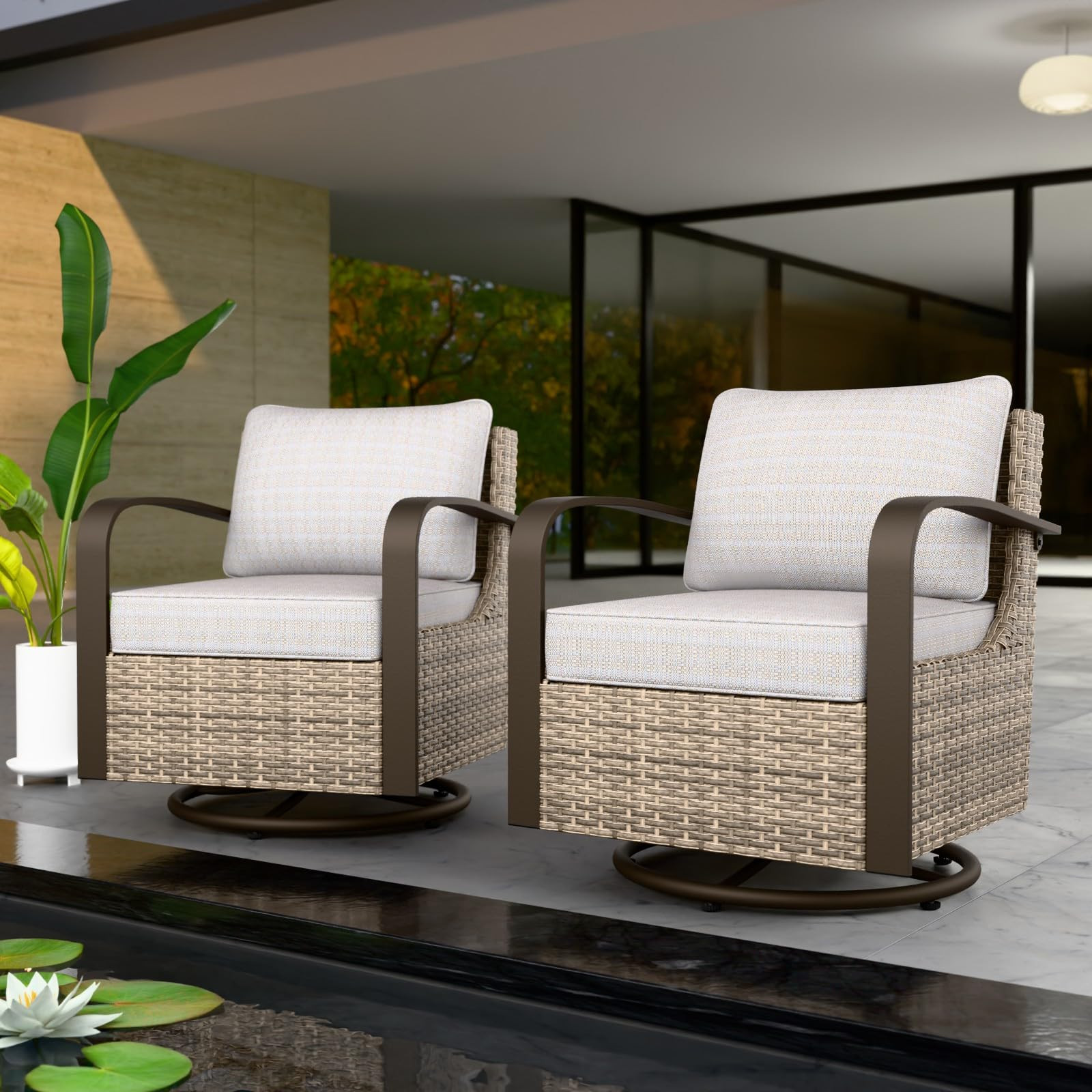 EAGLE PEAK Coastal Vista Outdoor Swivel Wicker Rocker Chair with Deep Seating, Patio Glider Rocki... | Amazon (US)