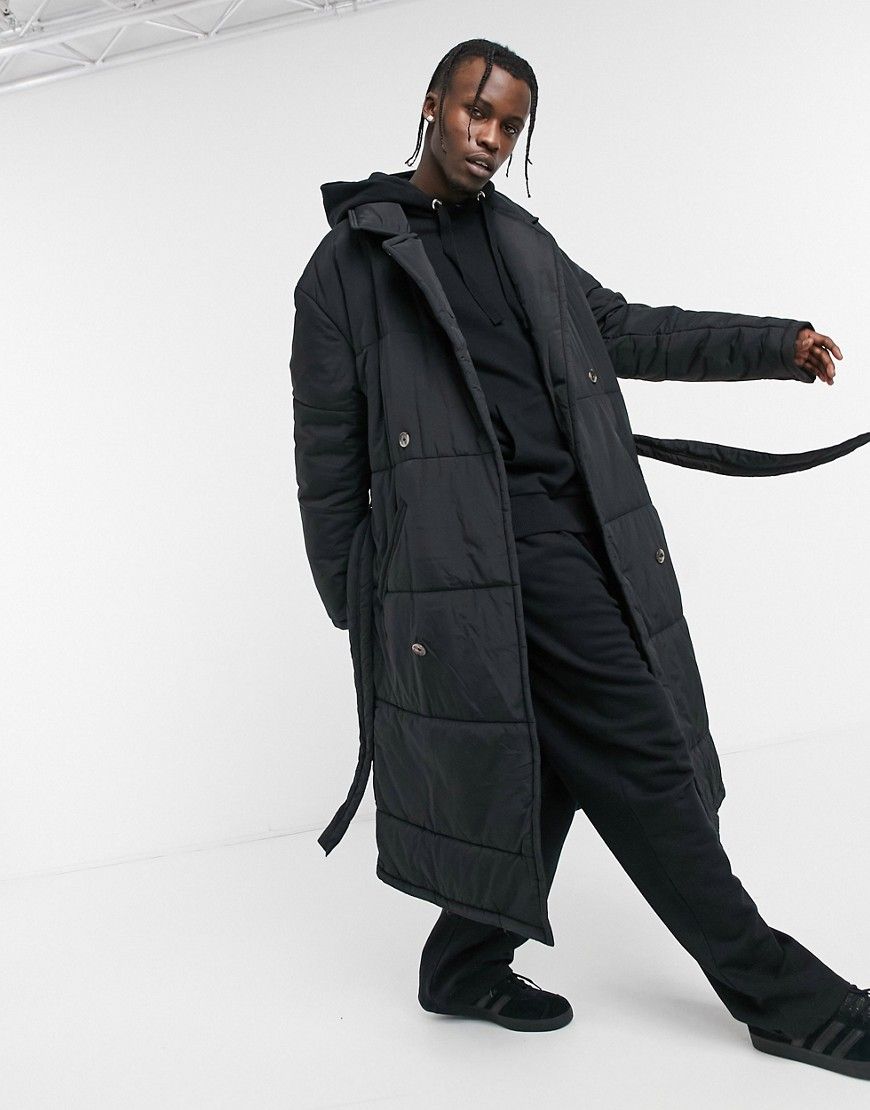 ASOS DESIGN puffer trench coat in black | ASOS (Global)