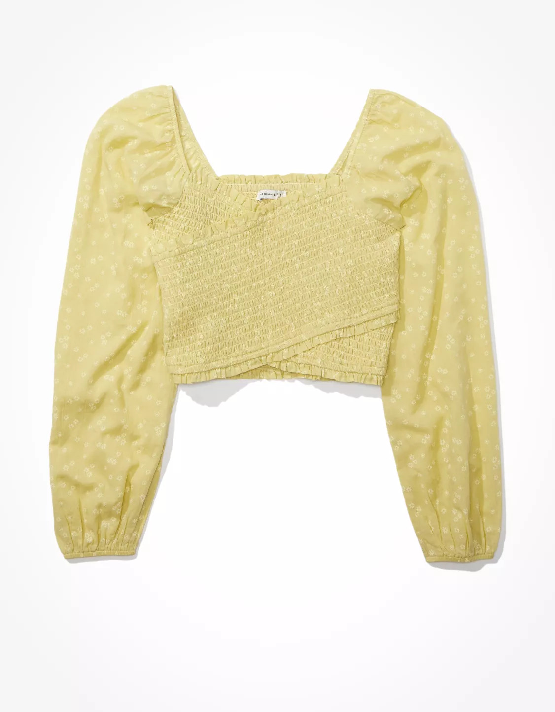 AE Long-Sleeve Smocked Blouse | American Eagle Outfitters (US & CA)