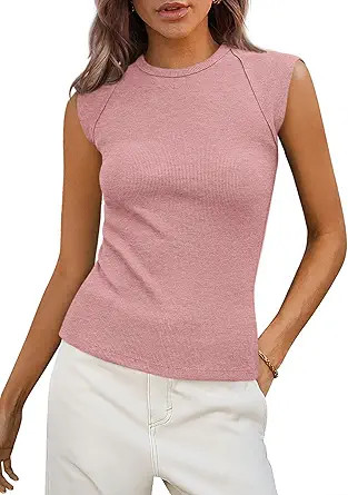 PRETTYGARDEN Women's Ribbed Tank Tops Summer Cap Sleeve Slim Fitted Knit Basic Casual Tee Shirts ... | Walmart (US)