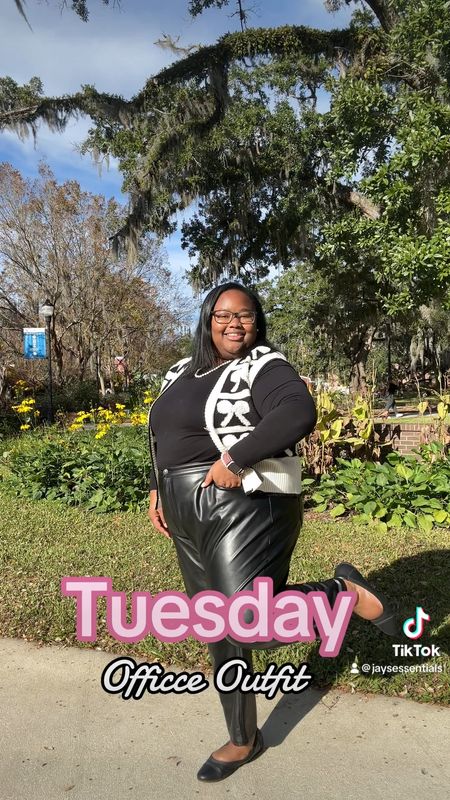 Winter holiday office outfit of the day! 🎄❄️ winter vest, black leather pants, black body suit, plus size office workwear


#LTKstyletip #LTKworkwear #LTKplussize