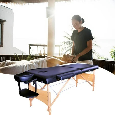 Nitouy 2 Sections 84 inch Folding Portable SPA Bodybuilding Massage Table Black | Walmart (US)
