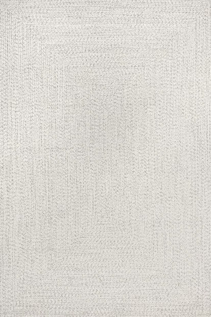 Ivory Solid Braided Indoor/Outdoor Area Rug | Rugs USA
