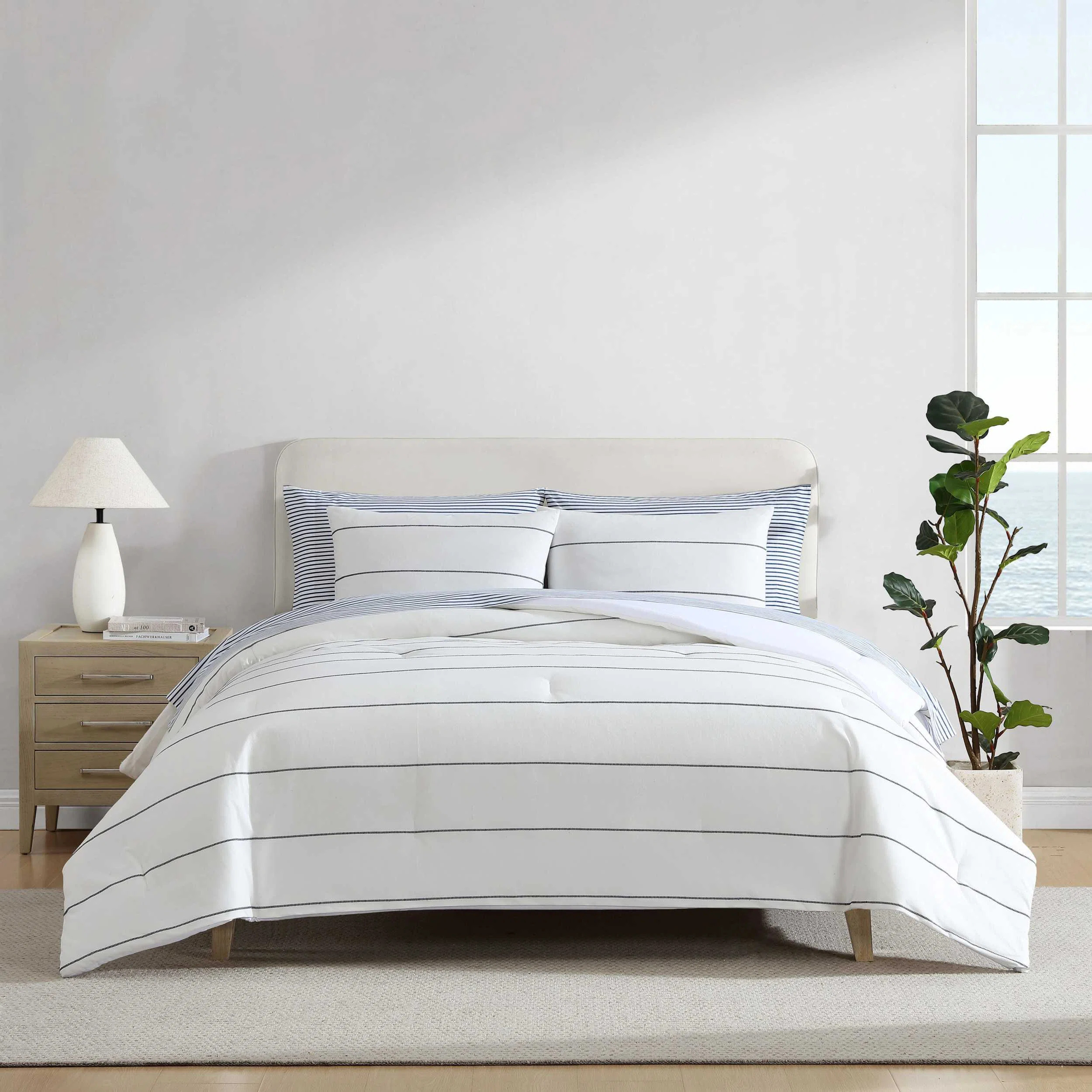 Nautica Naval Stripe White Cotton Duvet Cover Set | Wayfair North America
