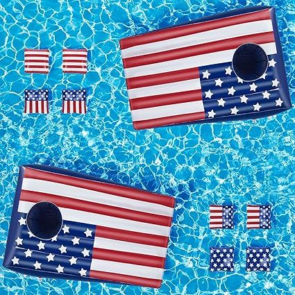 Pool Cornhole Inflatable 2 Sets, 4th of July Swimming Pool Games for Teens, Adults and Family, Am... | Amazon (US)