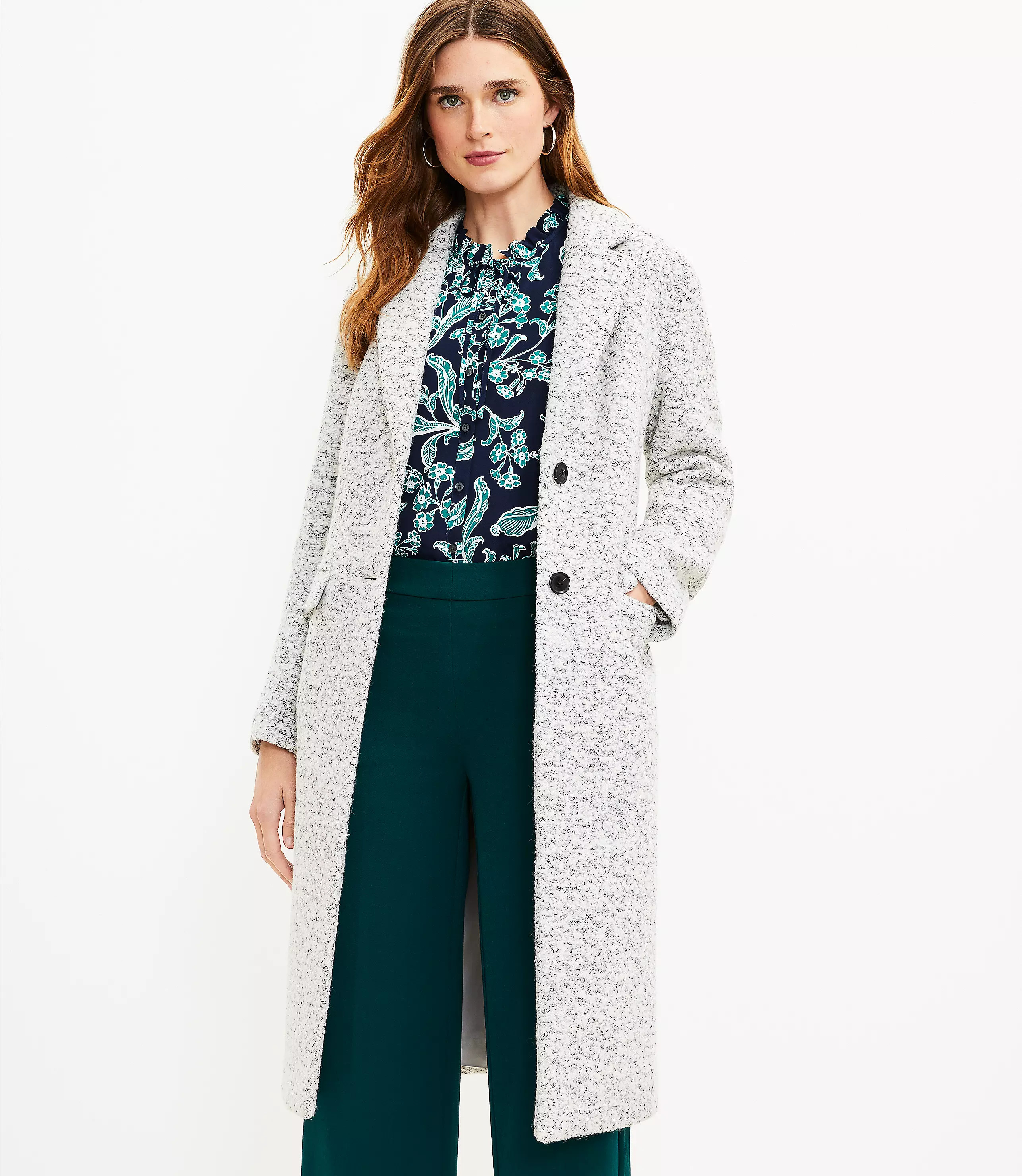 Boucle Two Button Coat | LOFT