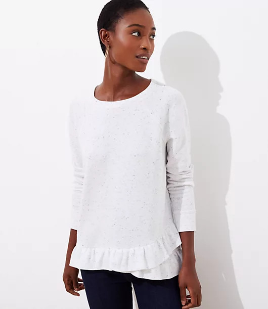 Flecked Peplum Sweatshirt | LOFT | LOFT