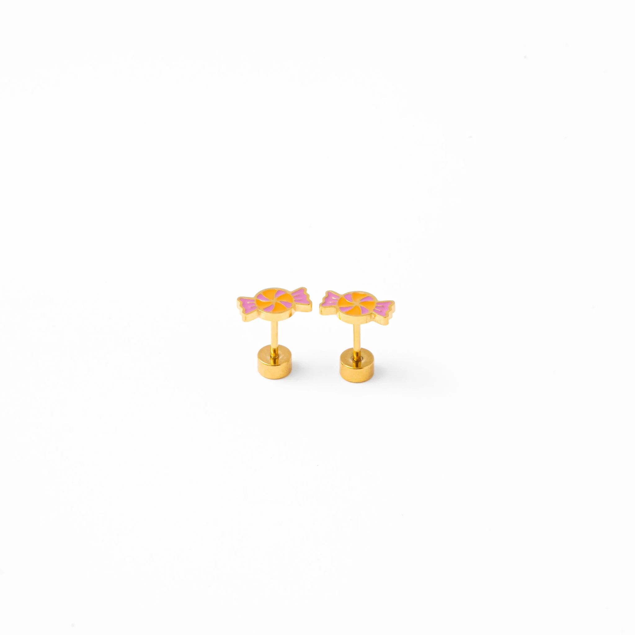 Hypoallergenic gold Candy flat screw back Stud Earrings | Pip Pop Post