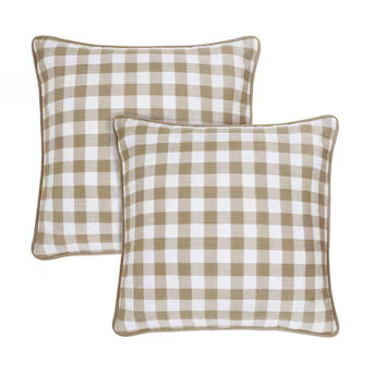Achim Buffalo Check Polyester/Cotton Set of 2 18-in x 18-in Throw Pillow Covers in Taupe | Lowe's