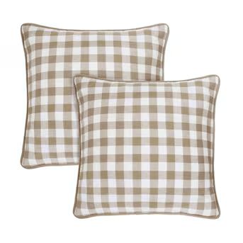 Achim Buffalo Check Polyester/Cotton Set of 2 18-in x 18-in Throw Pillow Covers in Taupe | Lowe's