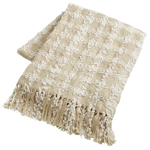 Ivory Knit Checkered Throw | Pier 1 Imports